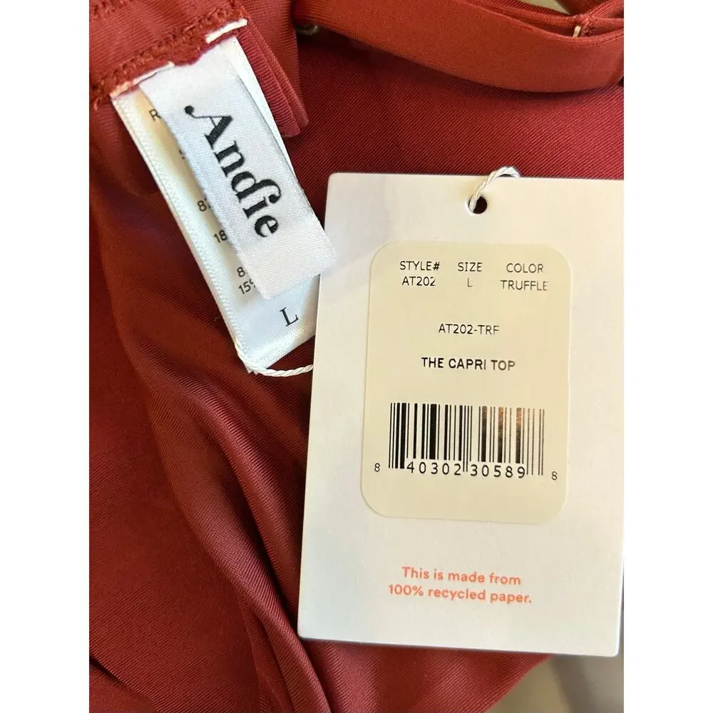 Andie Swim The Capri Bikini Top in Truffle L NWT